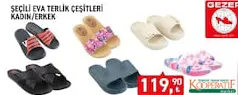 GEZER SEÇİLİ EVA TERLİK ÇEŞİTLERİ KADIN/ERKEK fiyat ve kampanya bilgisi